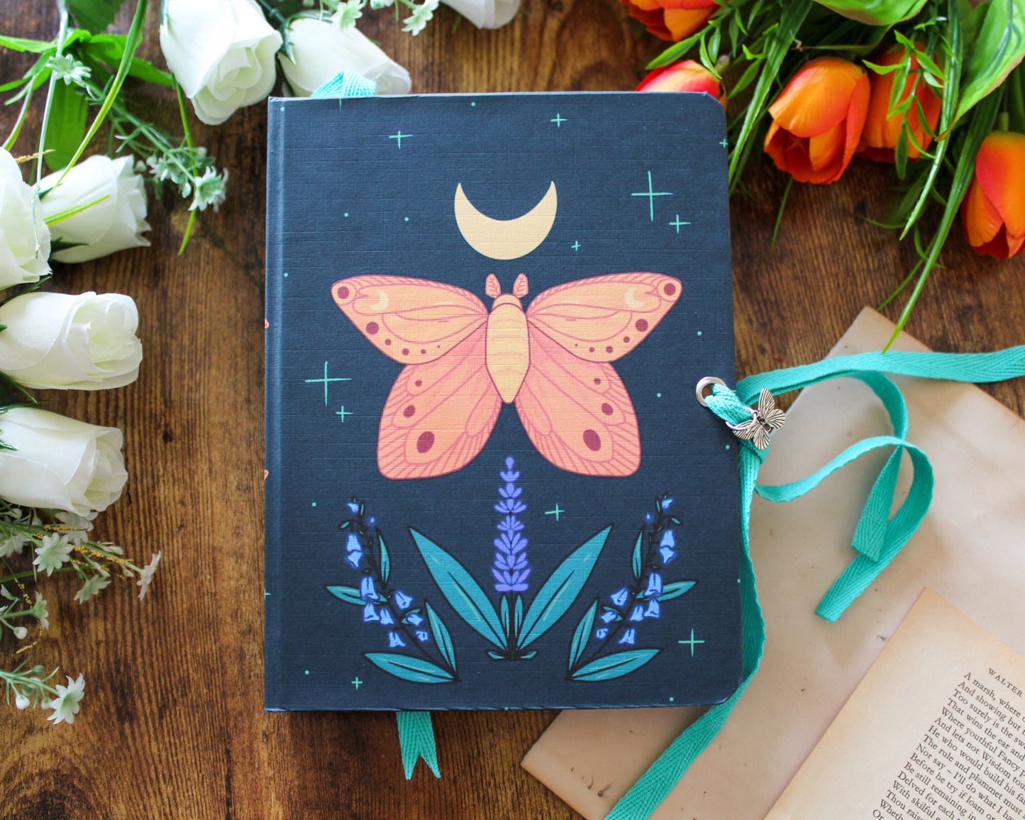 Lavendar Moth, Hardback Notebook